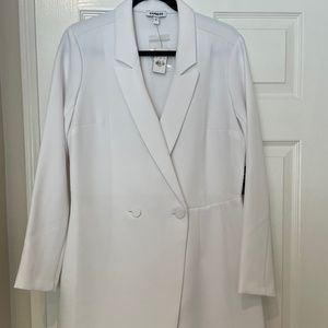 Express White Long Sleeve Dress Romper Skort